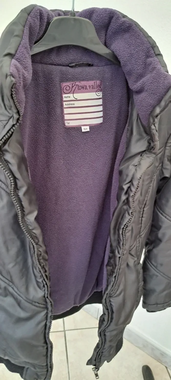 Veste doudoune noire - taille 164cm - doublure chaude - automne hiver printemps - photo numéro 3