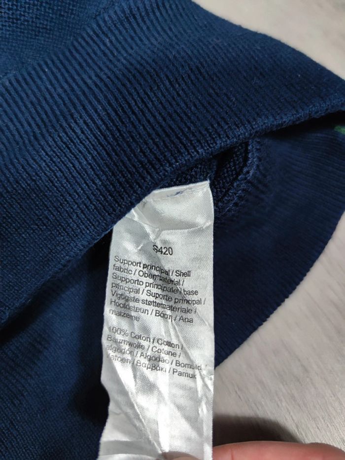 Pull Lacoste Col V Bleu Marine Logo Brodé Taille M Homme - photo numéro 8