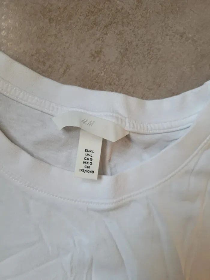T-shirt neuf h&m blanc et noir taille L allé stelle - photo numéro 3