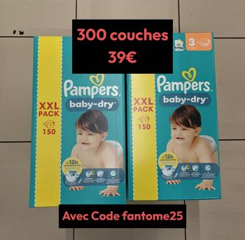 300 couches taille 3 baby dry pampers