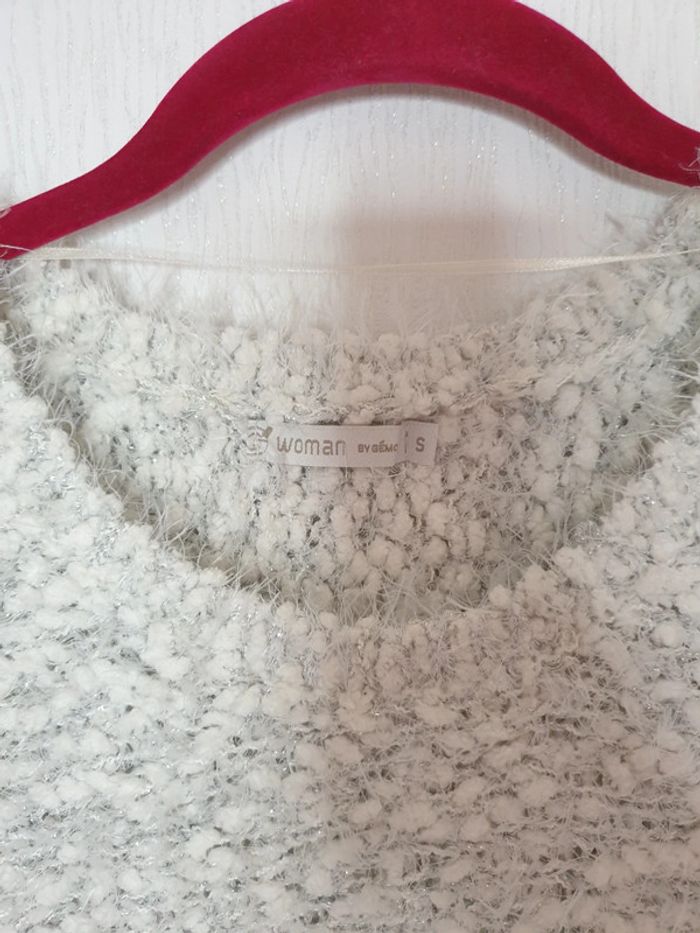 Pull tout doux blanc fil argenté Gémo S - photo numéro 7