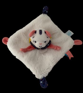 ❤️ Doudou Plat Mouchoir Chat Pollen  BABY NAT Babynat Rose Blanc