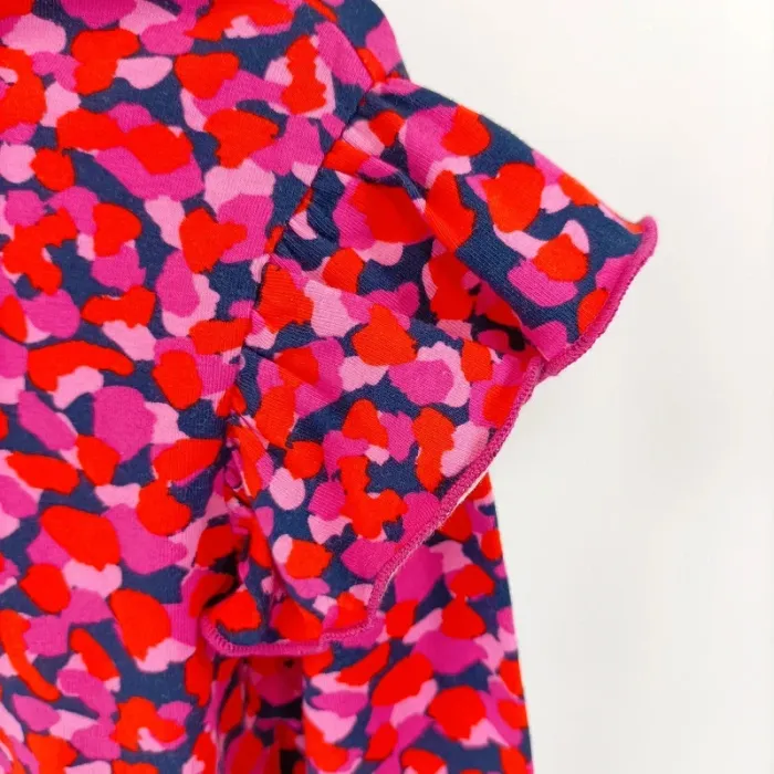 Tshirt à Volants Fille - 9 / 10 ans - NEW - Rose, rouge et bleu marine - Coton elastane A561 - photo numéro 2