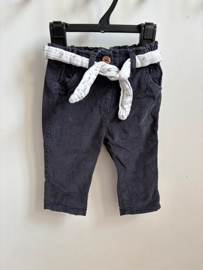 Pantalon velours 6 mois gris/bleu - photo numéro 2