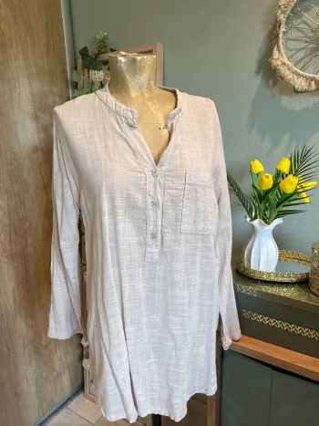 Jolie blouse, longue en coton femme