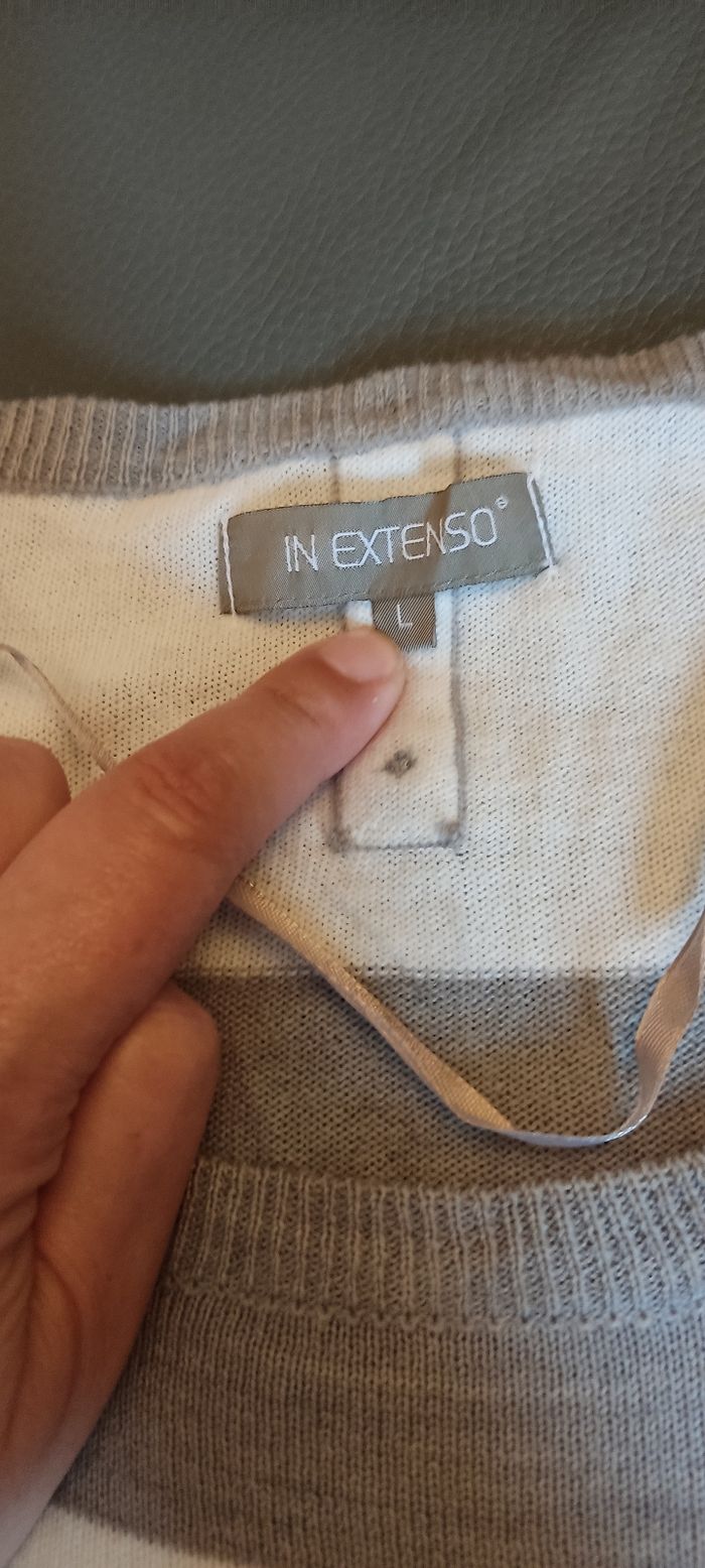 Pull fin blanc/gris - photo numéro 3