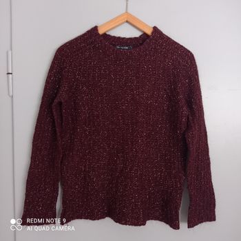 Pull bordeaux doré lurex t38