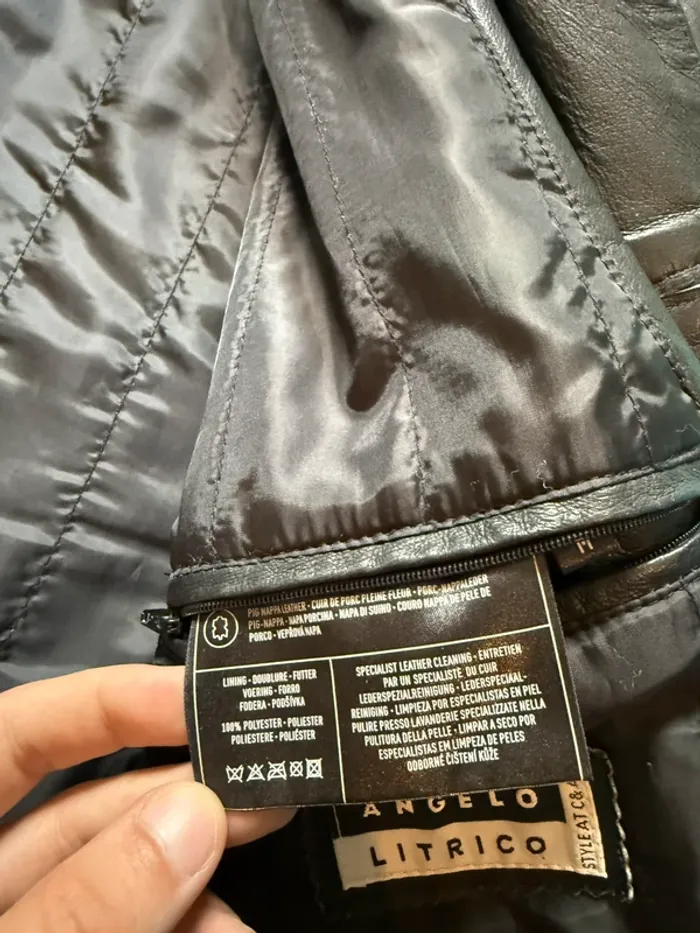 Veste en cuir noir / manteau en cuir noir - photo numéro 4