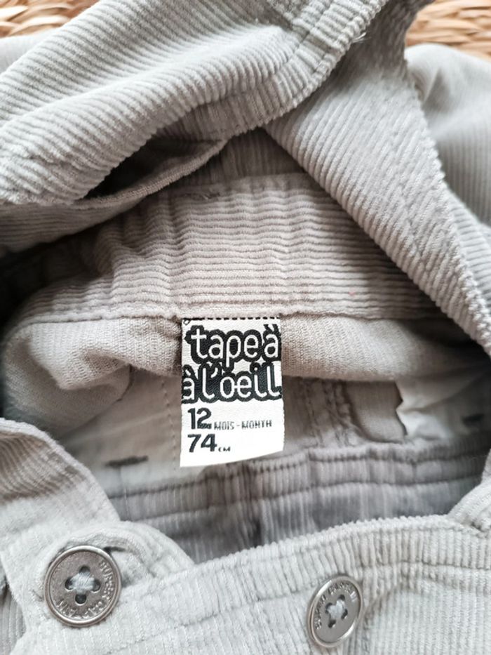 Salopette grise garçon 12 mois tape à l'oeil - photo numéro 2