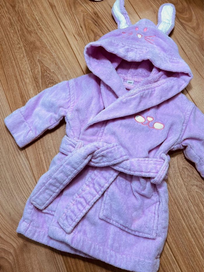 Taille 6 mois peignoir de bain éponge fille rose pale * lapin * 🎀 - photo numéro 3