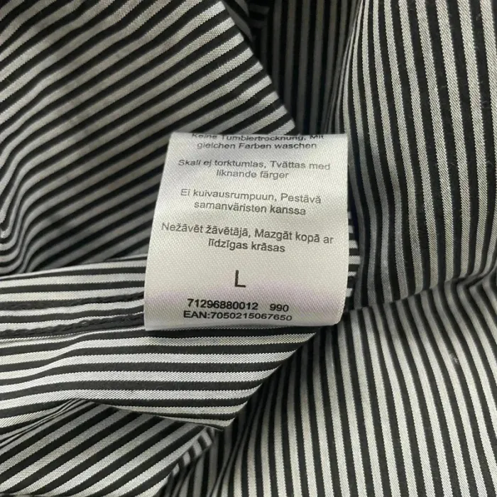 Chemise homme L rayée noire et blanche coupe slim fit, manches longues col classique V031 - photo numéro 9