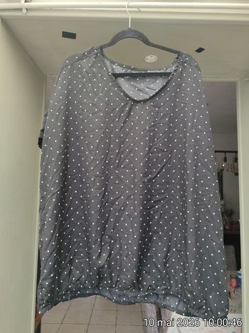 Top Fluide Noir à Pois Blancs – Janina (4XL) 52/54