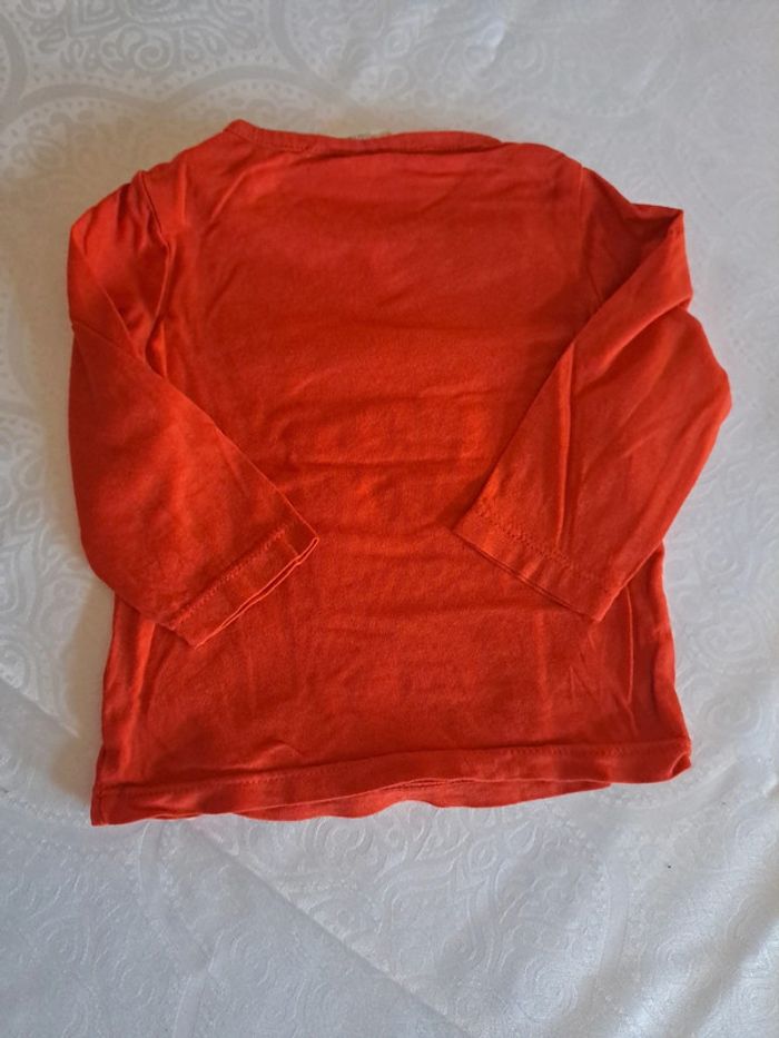 Lot de 4 Tee-shirt manches longues à message Rouge blanc et marine 100%coton 3mois - photo numéro 15