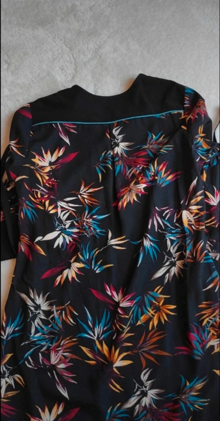 Robe légère et fluide Christine Laure T3 noir motif feuillage coloré - photo numéro 10