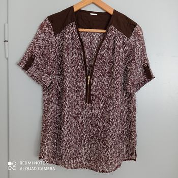 Blouse marron à motifs t42/44