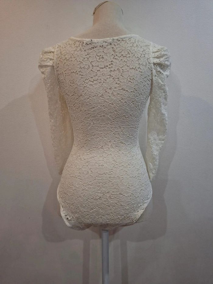 Haut manches longues blanc dentelles body bodie naf naf taille XS 36 - photo numéro 6