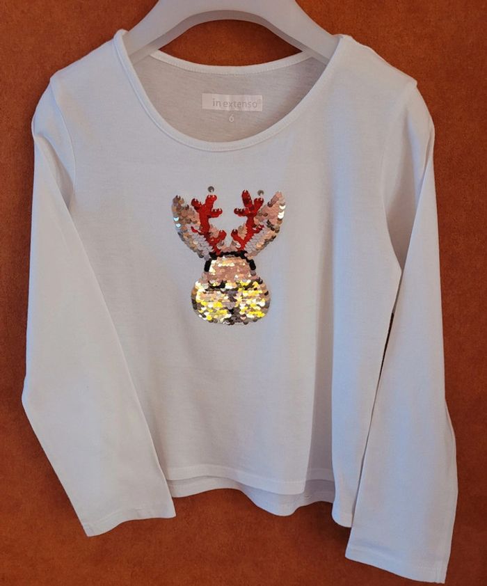 T-shirt Renne de Noël manches longues - photo numéro 2