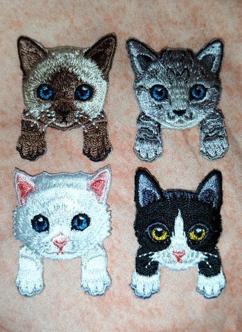 Lot de 4 patchs chat brodés