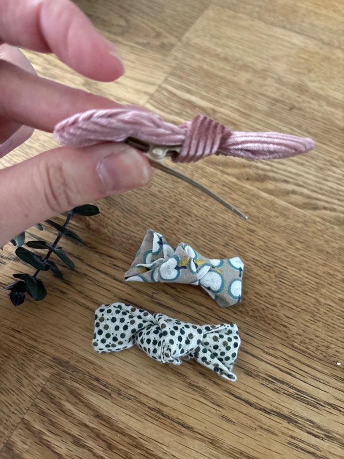Lot barrettes noeud tissu - photo numéro 3