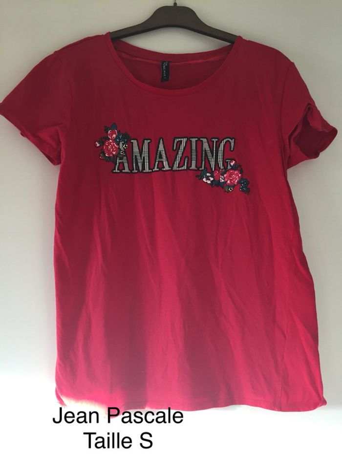 T-shirt rouge « amazing » Jean Pascale Taille S