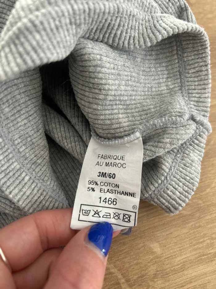 Pull col roulé gris côtelé - photo numéro 5