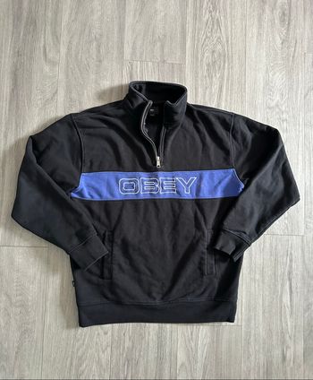 Sweatshirt demi zip noir et bleu Obey TS