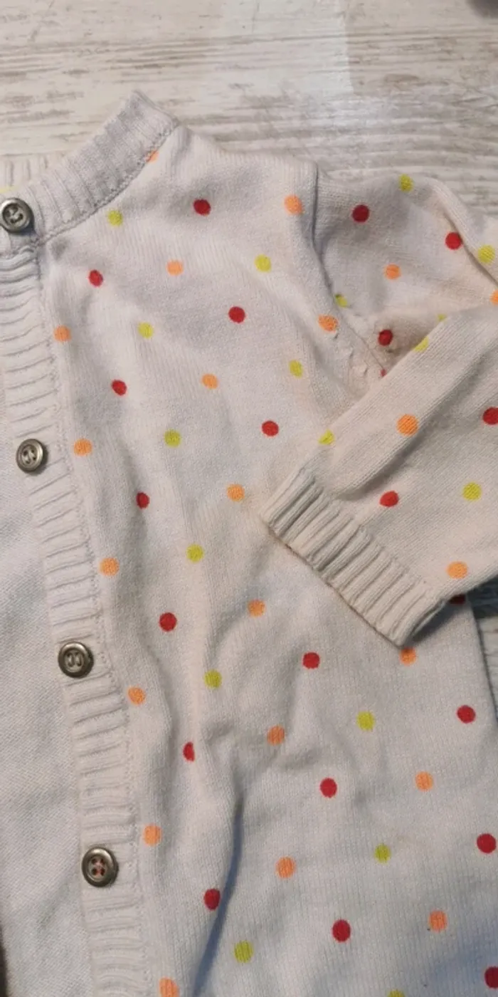 Gilet blanc à pois 3 mois - photo numéro 3