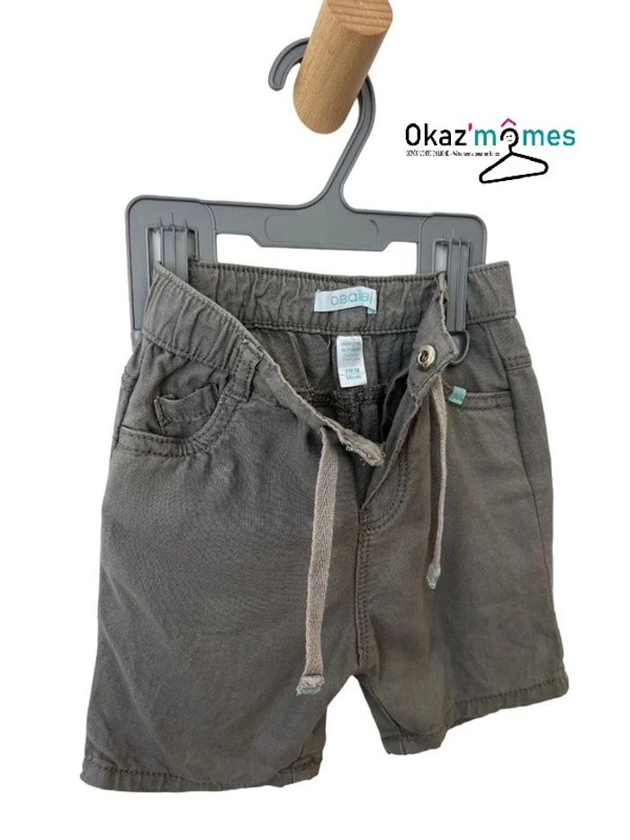 Short léger en lin gris - Obaïbi 6 mois (68cm) - photo numéro 2