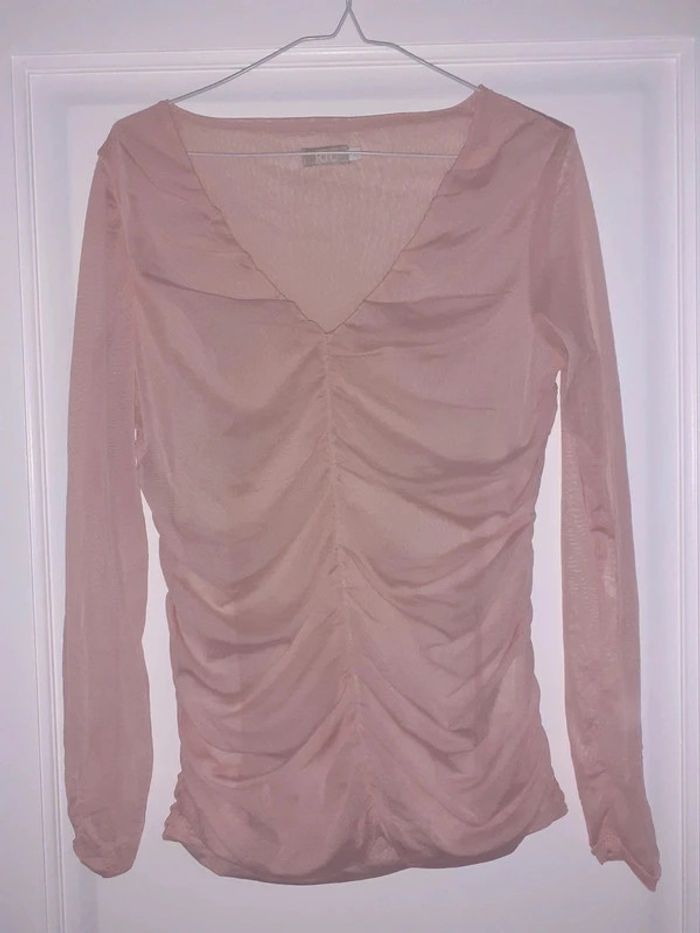 haut en tulle rose poudré