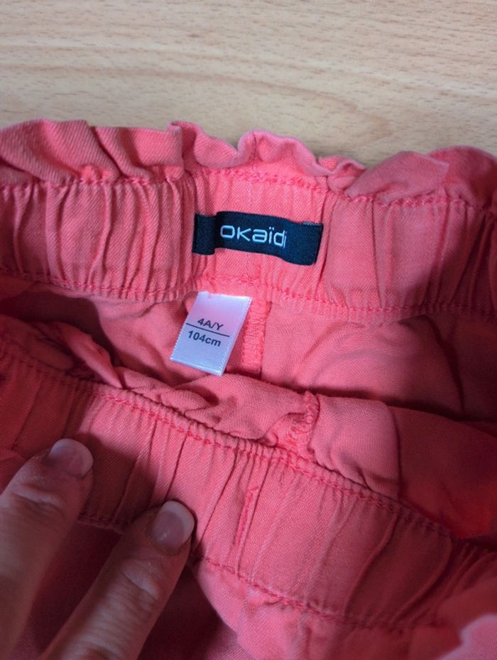 Pantalon carotte unis gaufré rose fille 4 ans Okaidi - photo numéro 3