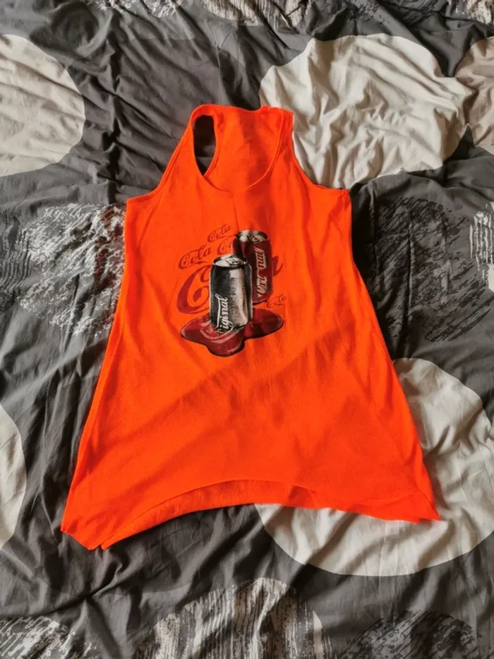 Débardeur long orange fluo taille M