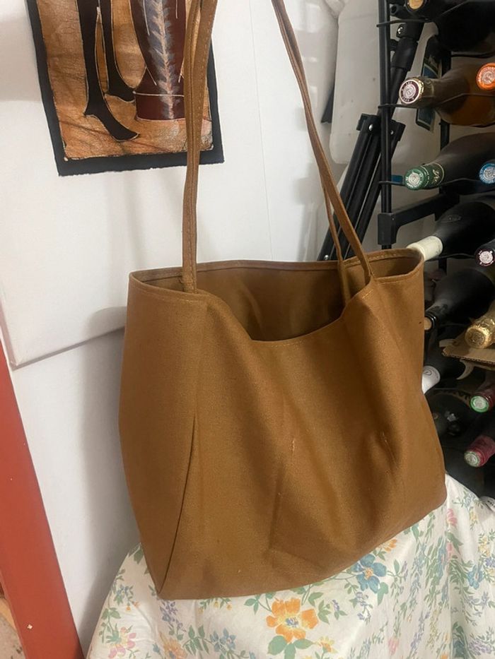 Sac à bandoulière marron décontracté en toile très résistant et de grande capacité - photo numéro 9