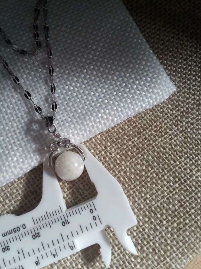 Collier argenté pierre de lune naturelle - photo numéro 2