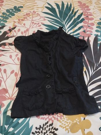 Gilet  manche courte en lin New look femme noir