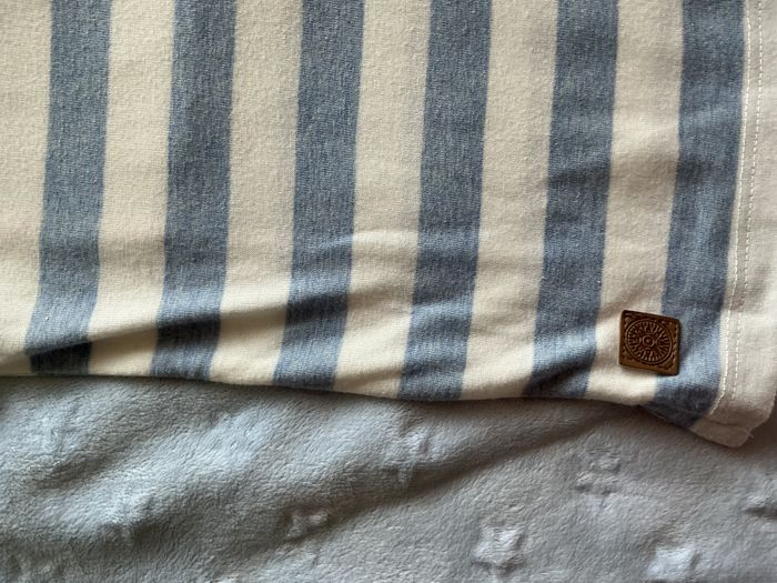 polo manches courtes rayé bleu clair et blanc 36 mois tex dessin au dos - photo numéro 8