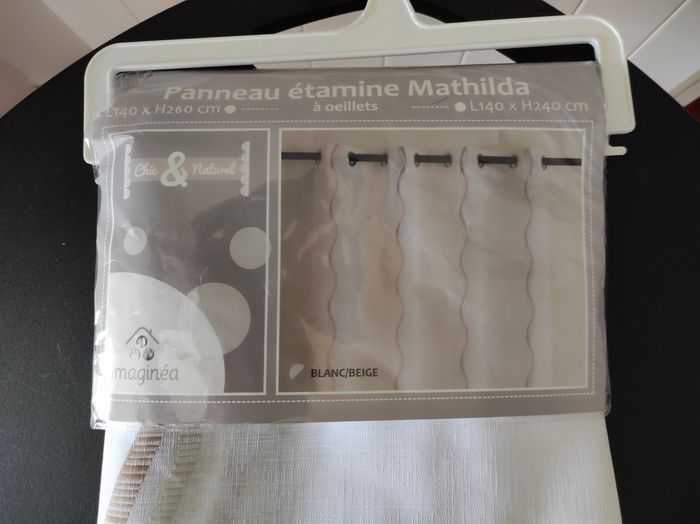 🪟 Voilage en étamine – Beige et blanc – Neuf - photo numéro 3