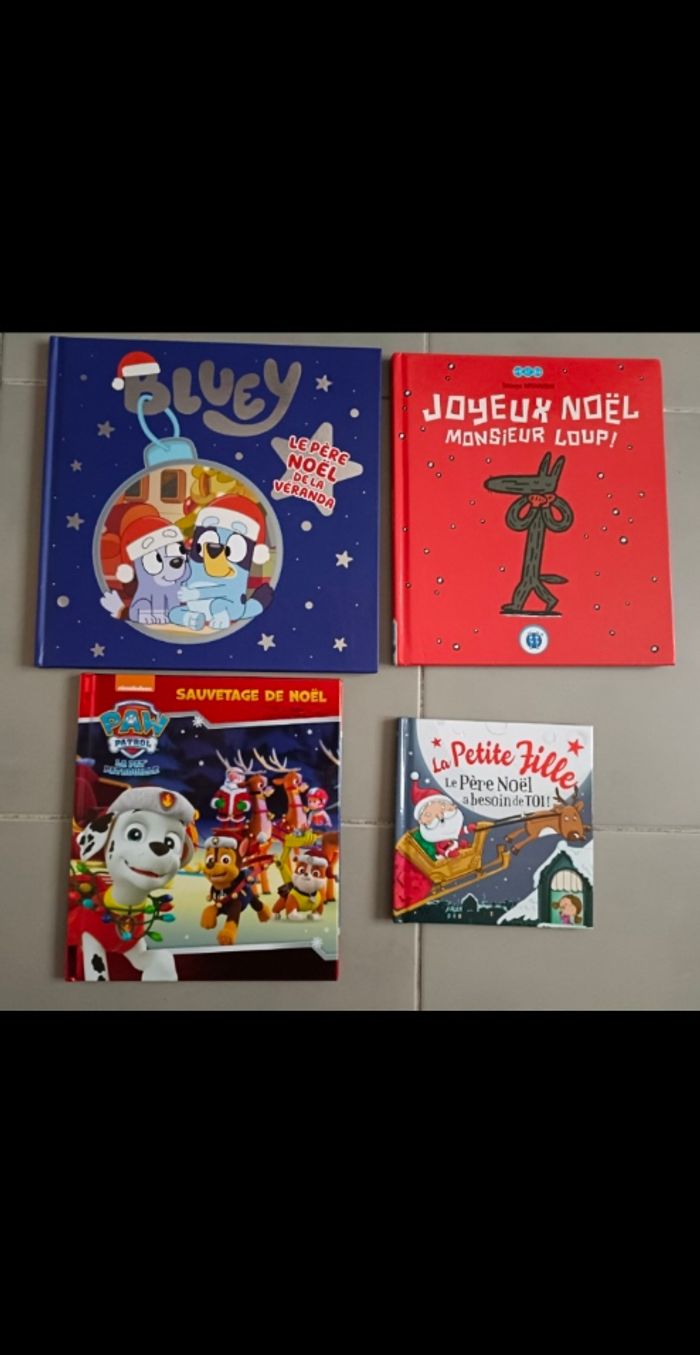 Lot de livres de Noël : Bluey, Pat' Patrouille Paw Patrol, Monsieur Loup,  La Petite fille