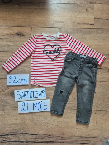 Tunique Primark + jean Zara 92 cm 24 mois