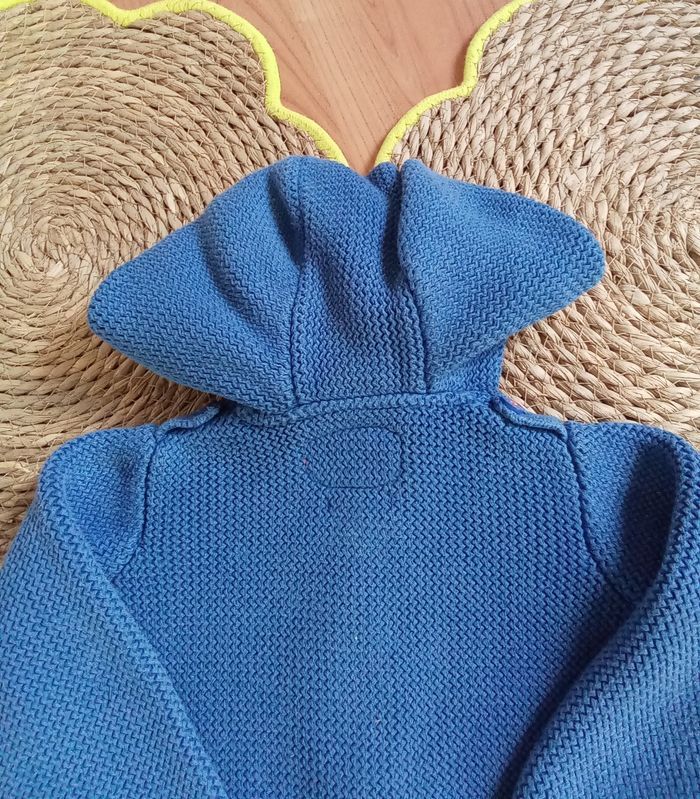 Gilet épais en lainage bleu avec capuche Sergent Major taille 18 mois - photo numéro 6