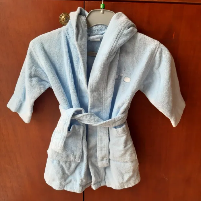 Sortie de bain lapin bleu clair 2 ans