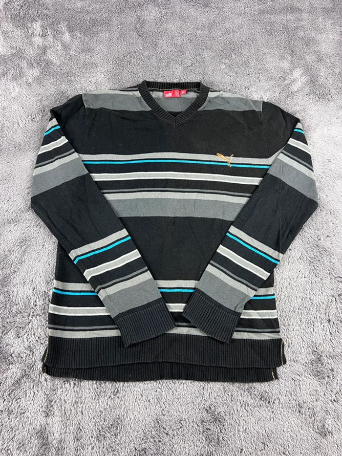Pull à Rayures Puma Noir et Gris Taille M