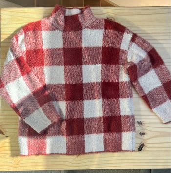 Pull à carreaux rouge et écru Zara Kids