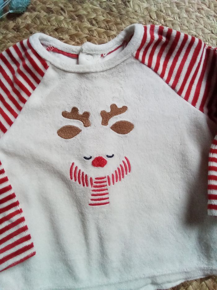 Pyjama 2 pièces en velours rayé thème Noël Obaibi taille 9 mois - photo numéro 3