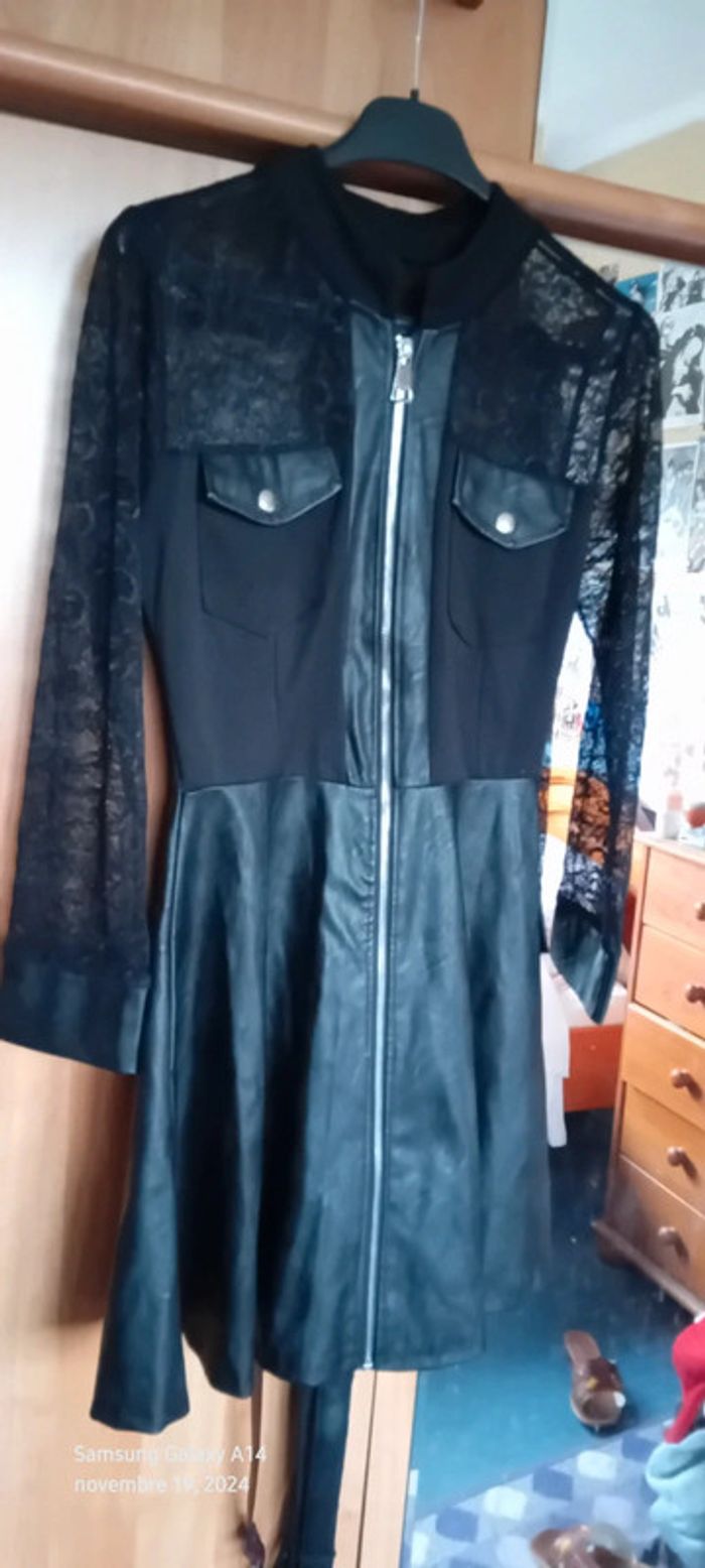 Robe sexy bimatiere avec dentelle et fermeture éclair femme M made in italy - photo numéro 4