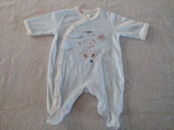 Pyjamas grenouillère 1 mois bleu (réf perso L7)(familleac72)