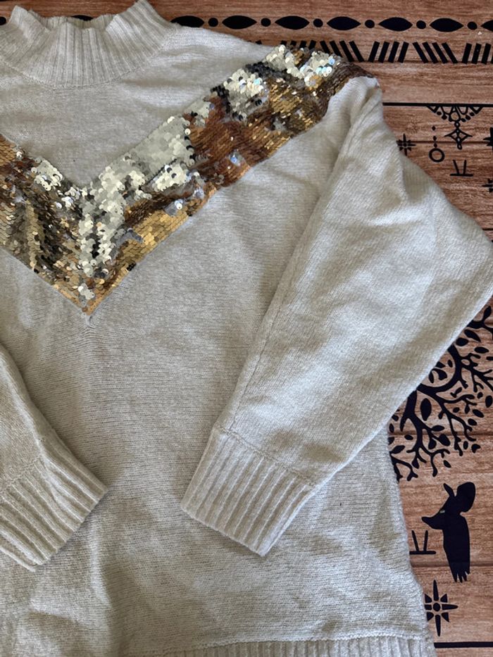 Pull crème avec strass femme - photo numéro 2