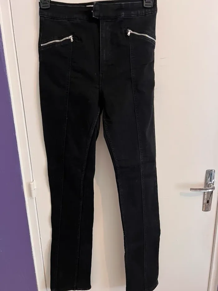Jean noir, pantalon pour femme, jambes droite, jambes taille 38