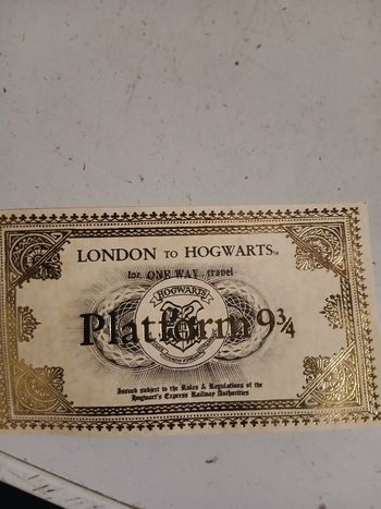 Ticket plate-form 9 3/4 neuf harry potter