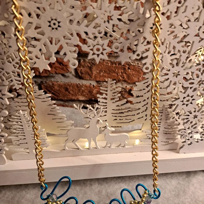 Collier original bleu et doré - photo numéro 6