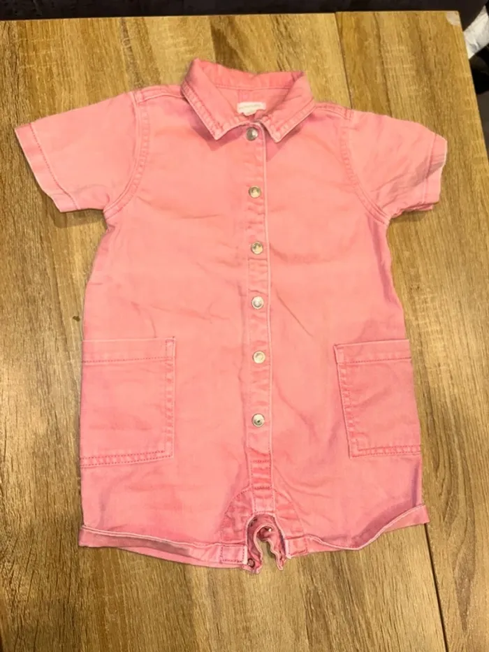 Combishort type jean bebe fille 18 mois